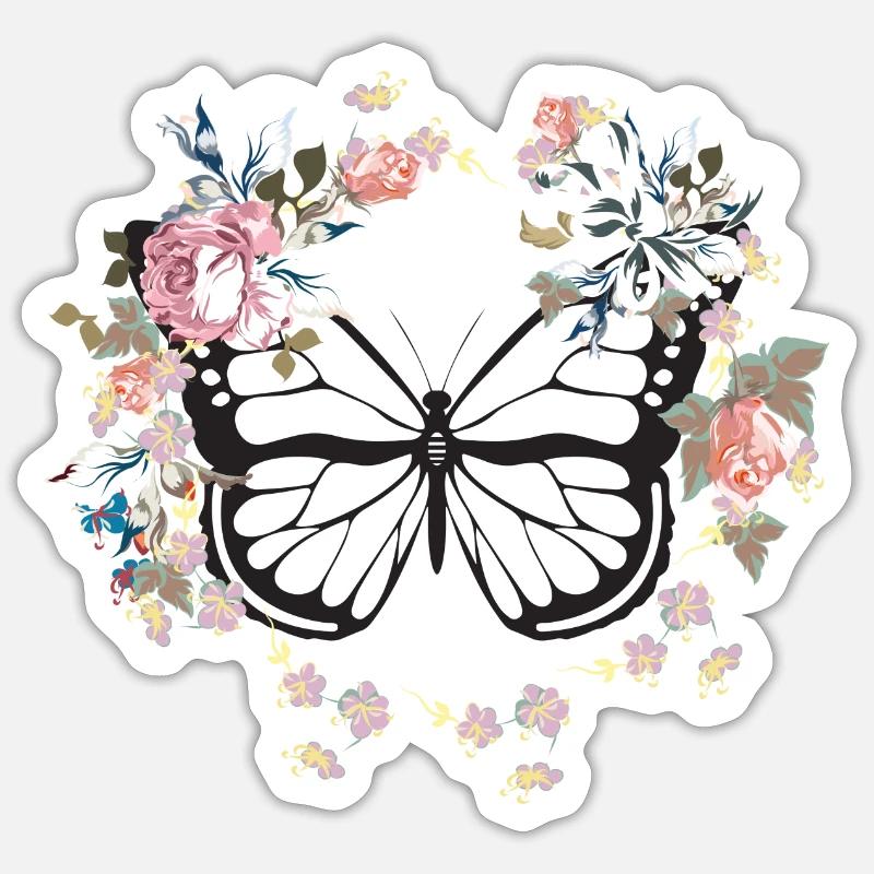 papillon - Sticker taille S (10 x 10 cm) - blanc mat