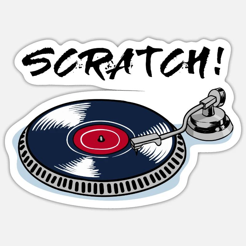 Scratch turntable record player beatbox vinyl - Sticker size S (10 x 10 cm) - white matte