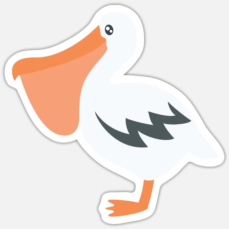 pélican - Sticker taille S (10 x 10 cm) - blanc mat