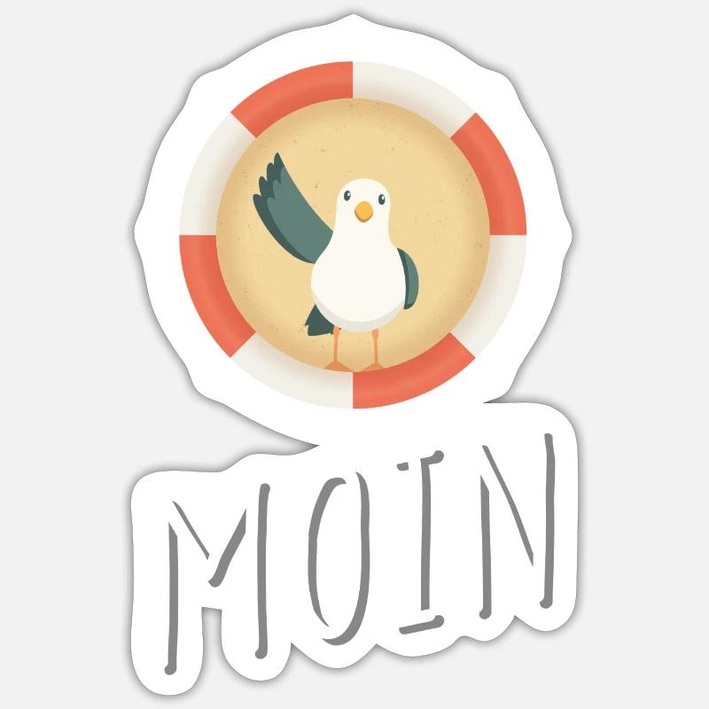 Moin Möwe - Sticker Größe S (10 x 10 cm) - Mattweiß