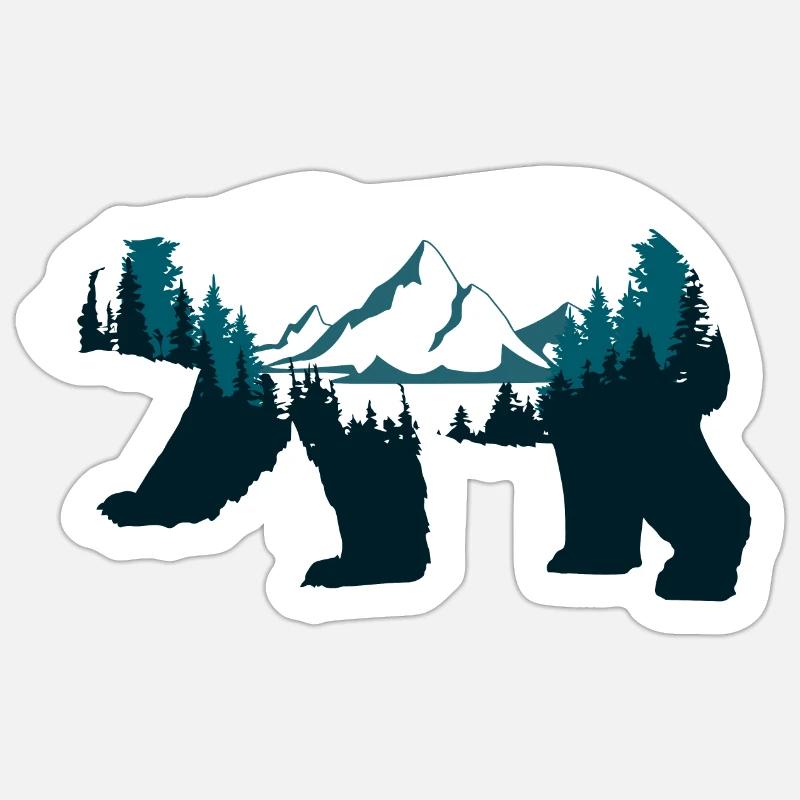 Double Exposure Animals Eisbär Geschenkidee - Sticker Größe S (10 x 10 cm) - Mattweiß