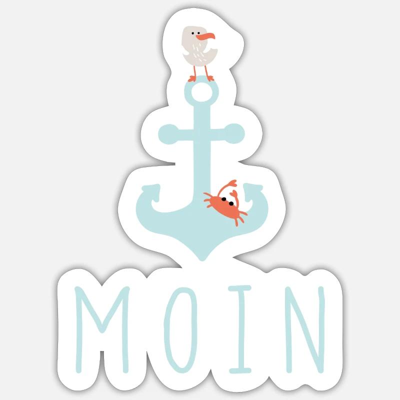 Moin mit Möwe Sticker Größe S (10 x 10 cm)