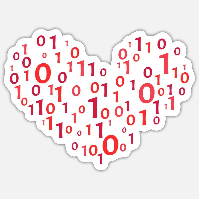 Herz Binär Kodierung Informatik Programmierer Sticker Größe S (10 x 10 cm)