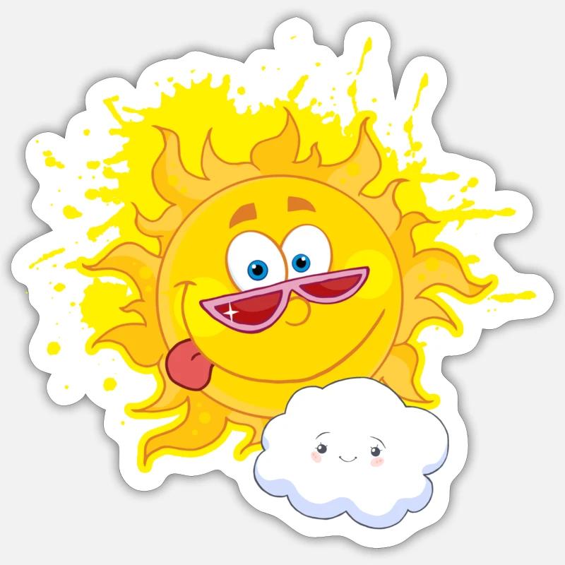 Sonne - Sticker Größe S (10 x 10 cm) - Mattweiß