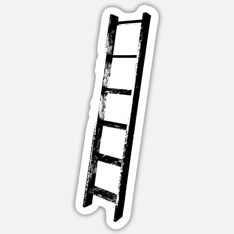 leiter schwarz - Sticker Größe S (10 x 10 cm) - Mattweiß