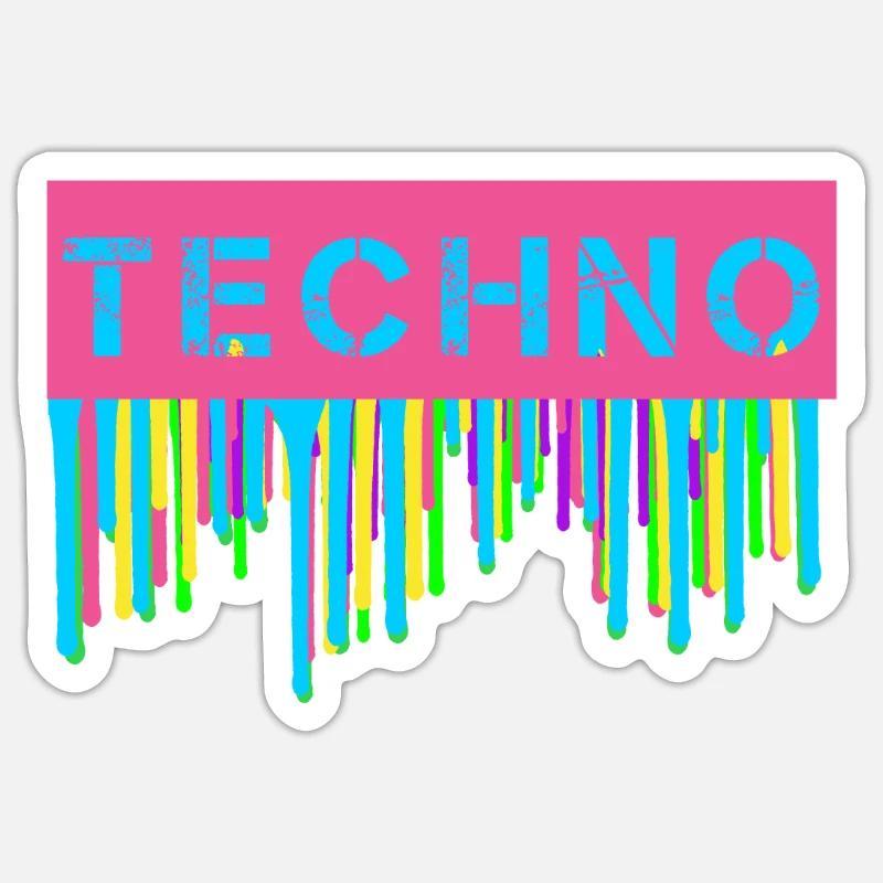 Neon Techno Sticker Größe S (10 x 10 cm)