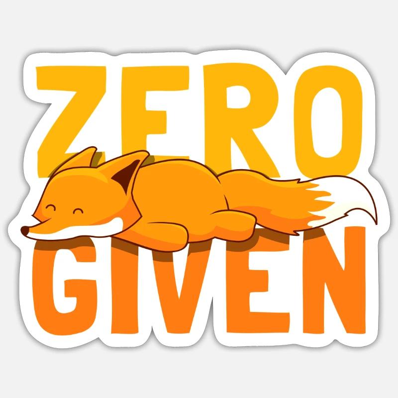 Zero Fox Given witziges Fuchs Geschenk Sticker Größe S (10 x 10 cm)