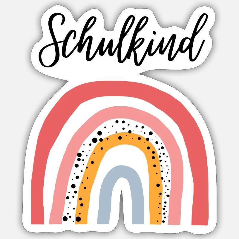 Schulkind Regenbogen Geschenkidee zur Einschulung - Sticker Größe S (10 x 10 cm) - Mattweiß