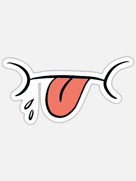 Schutz Maske - Mundschutz mit Mund und Zunge - Sticker Größe S (10 x 10 cm) - Mattweiß