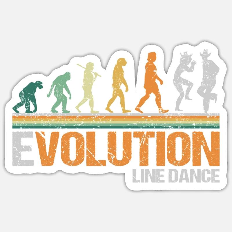 Linedance Western Country Dancing Evolution Retro - Sticker taille S (10 x 10 cm) - blanc mat