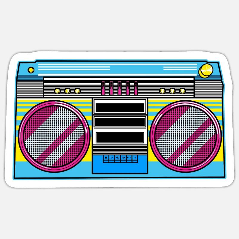Ghetto blaster - Sticker taille S (10 x 10 cm) - blanc mat