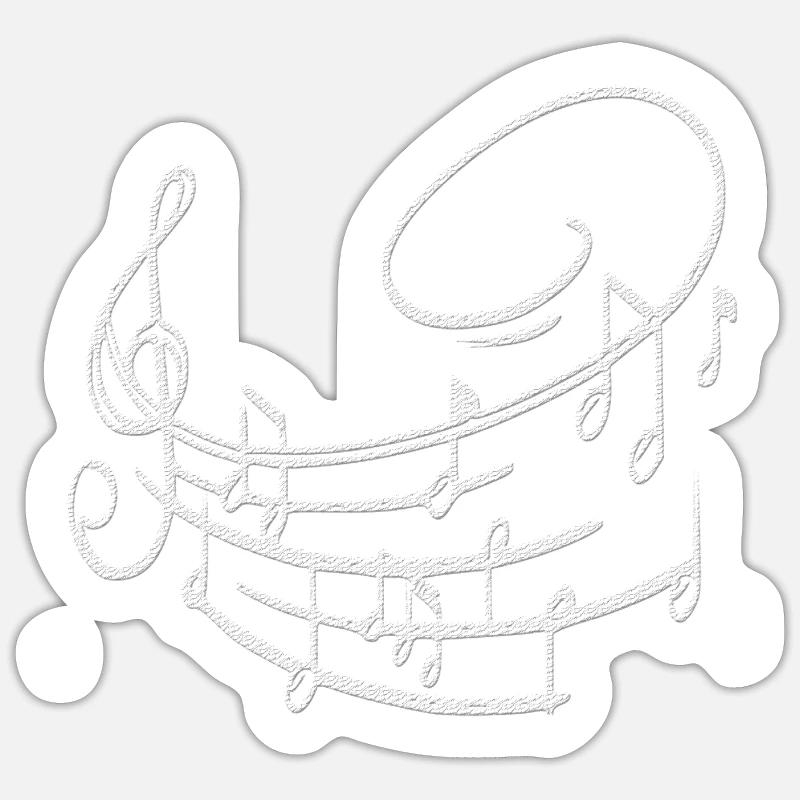Notes de musique blanches avec clé Sticker taille S (10 x 10 cm)