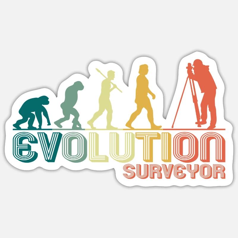 Surveyor Surveyor Evolution Retro Funny - Sticker size S (10 x 10 cm) - white matte