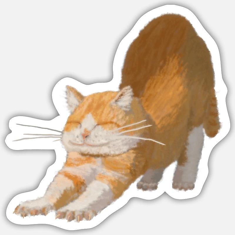 chat rouge - Sticker taille S (10 x 10 cm) - blanc mat