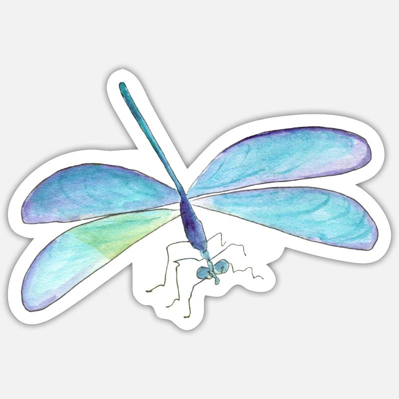 Libellule - Sticker taille S (10 x 10 cm) - blanc mat