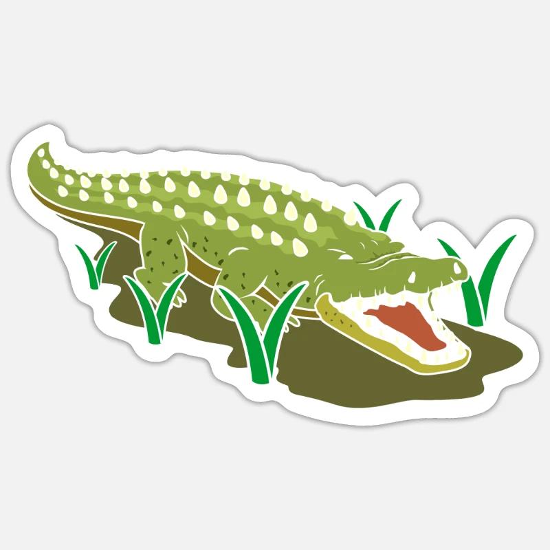 crocodile - Sticker taille S (10 x 10 cm) - blanc mat