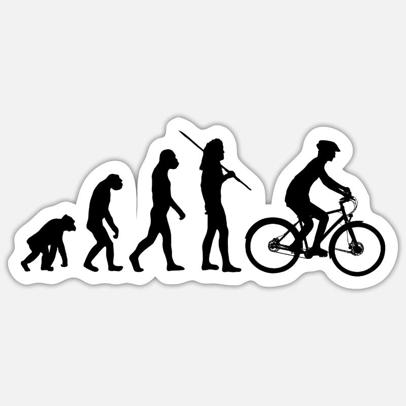 Evolution - Fahrrad - Sticker Größe S (10 x 10 cm) - Mattweiß
