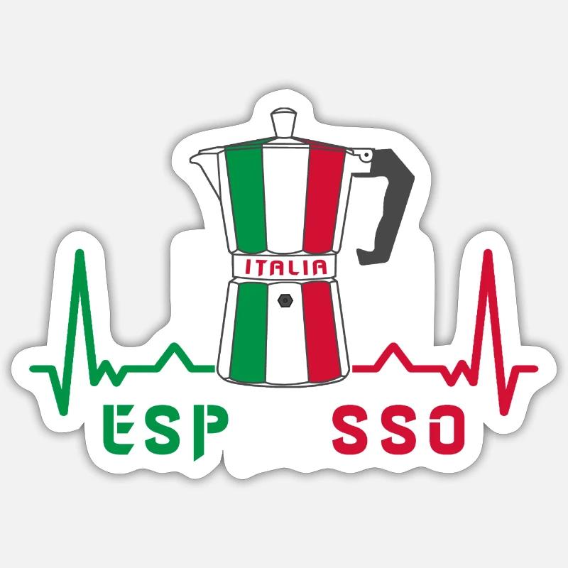 Herzfrequenz Espresso Design / Geschenkidee - Sticker Größe S (10 x 10 cm) - Mattweiß