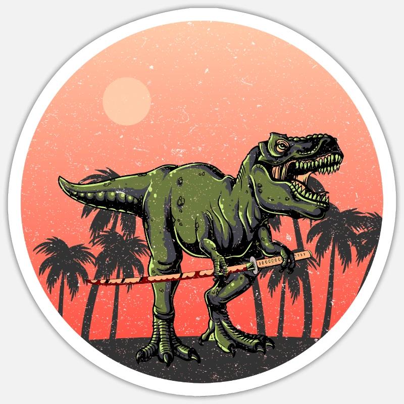 Samurai T Rex - Cooler Dino mit Samurai Schwert Sticker Größe S (10 x 10 cm)