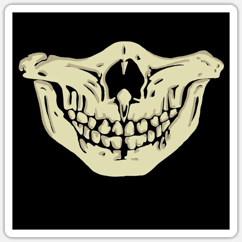 Face mask skeleton denture gift Covid - Sticker size S (10 x 10 cm) - white matte