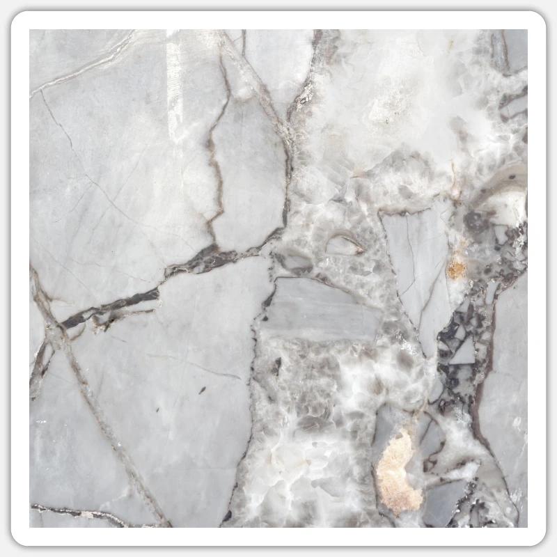 desgin en marbre gris - Sticker taille S (10 x 10 cm) - blanc mat