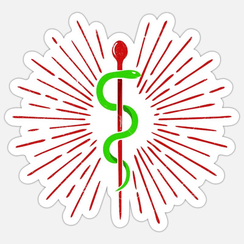 Symbol Asklepiosstab Doktor Geschenkidee Sticker Größe S (10 x 10 cm)