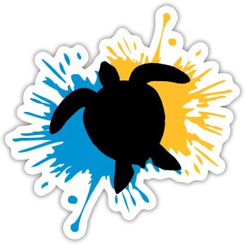 Blob of drops of turtle - Sticker size S (10 x 10 cm) - white matte - Front