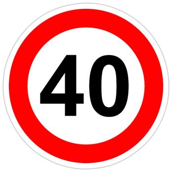 Verkehrsschild Geschwindigkeit Grenze 40 - Sticker Größe S (10 x 10 cm) - Mattweiß - Vorne