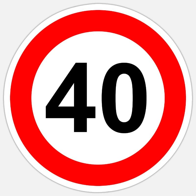 Panneau routier limite de vitesse 40 - Sticker taille S (10 x 10 cm) - blanc mat
