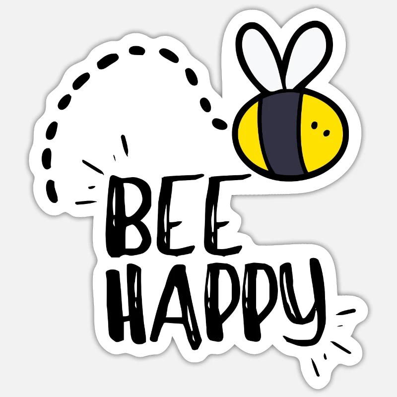 Bee Happy! - Sticker Größe S (10 x 10 cm) - Mattweiß