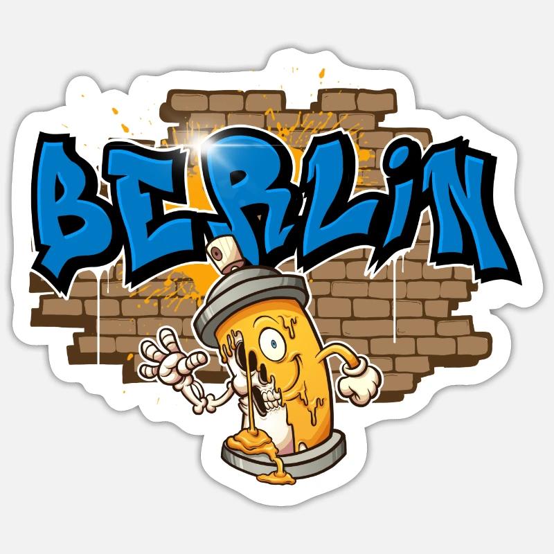 Graffiti de Berlin - Sticker taille S (10 x 10 cm) - blanc mat