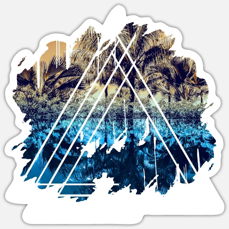 Vacation landscape triangular shape gift - Sticker size S (10 x 10 cm) - white matte