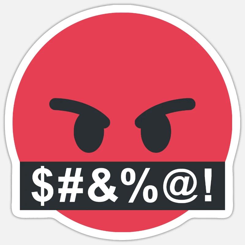 Angry face - Sticker size S (10 x 10 cm) - white matte