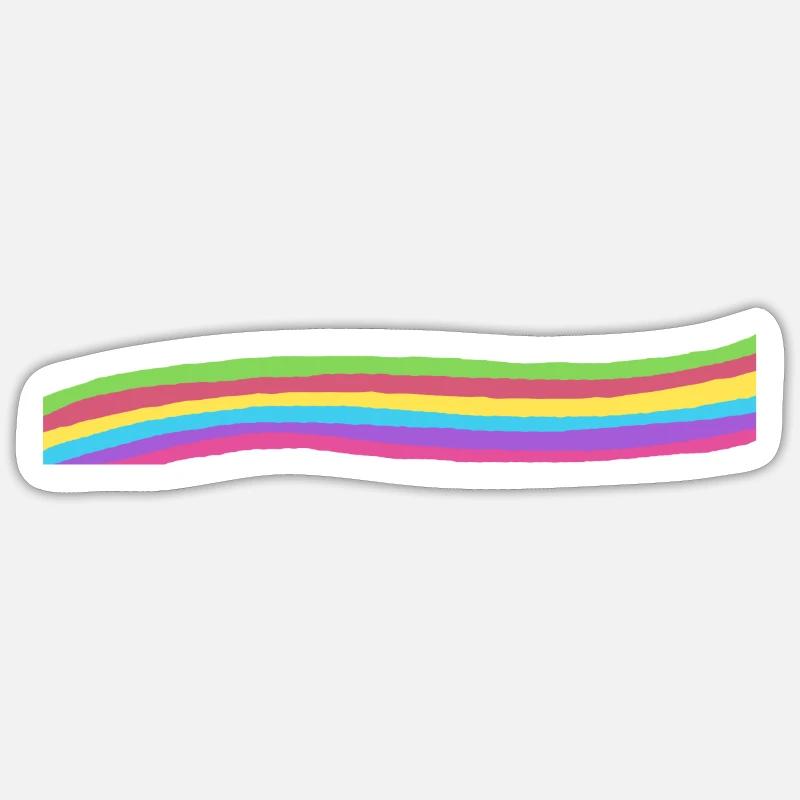 Regenbogenfarben Welle Deko Geschenk Dein Text Sticker Größe S (10 x 10 cm)