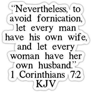 1 Corinthians 7:2 KJV - Sticker size S (10 x 10 cm) - white matte - Front