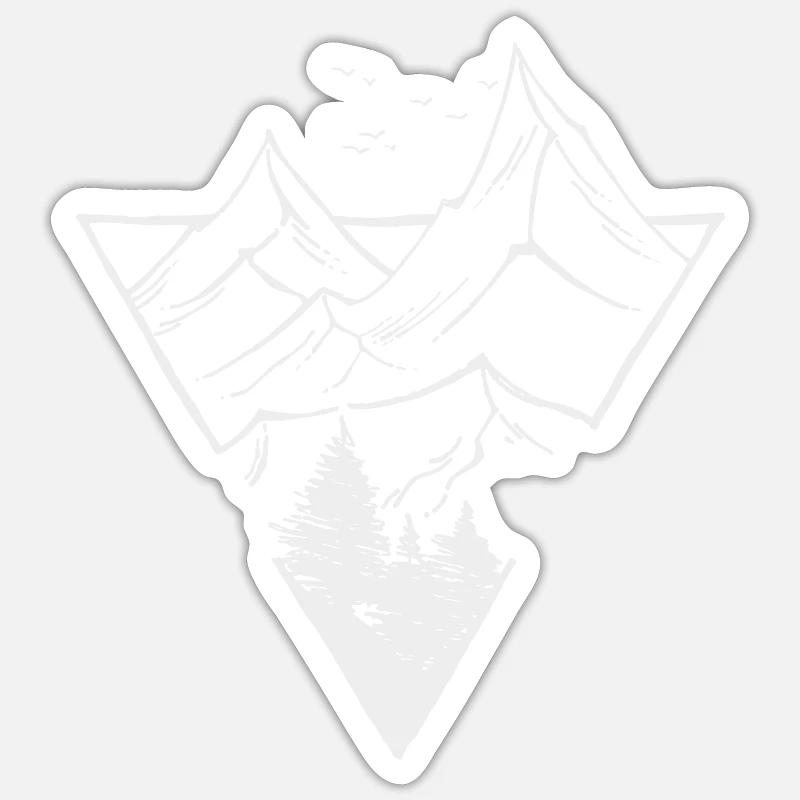 Triangle, Montagnes & Forêt - Sticker taille S (10 x 10 cm) - blanc mat