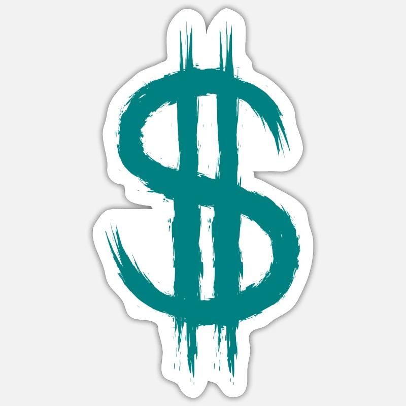 Dollarzeichen Dollar Zeichen Geld Bürste Geschenk Sticker Größe S (10 x 10 cm)