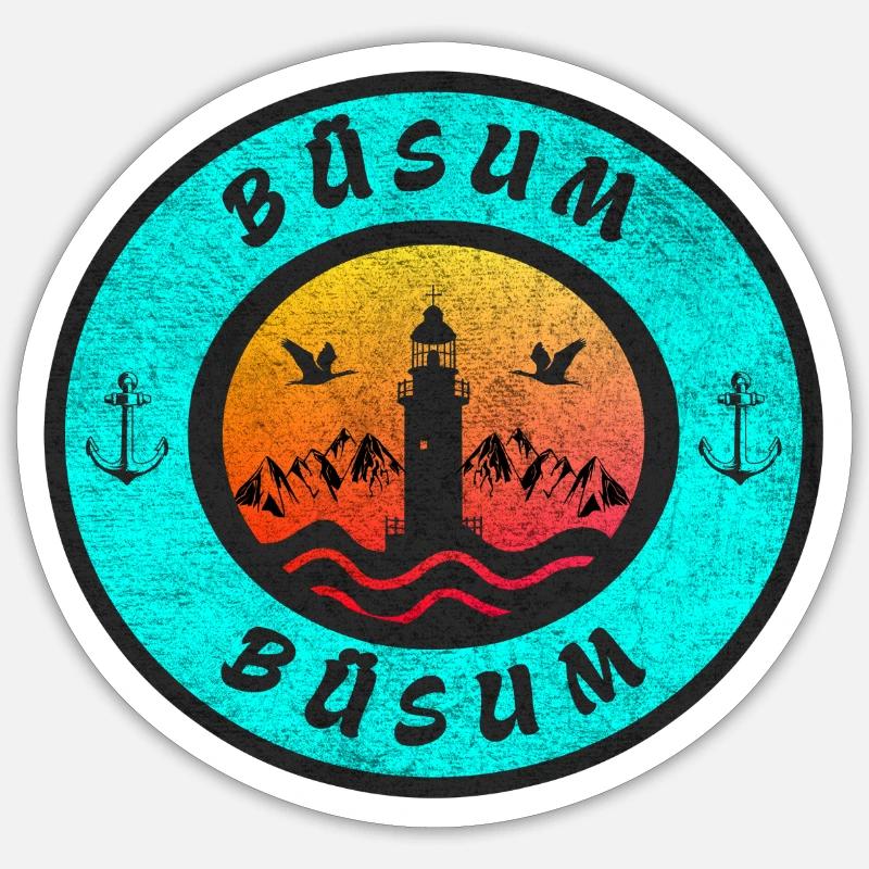 Büsum Leuchtturm Design / Geschenkidee - Sticker Größe S (10 x 10 cm) - Mattweiß