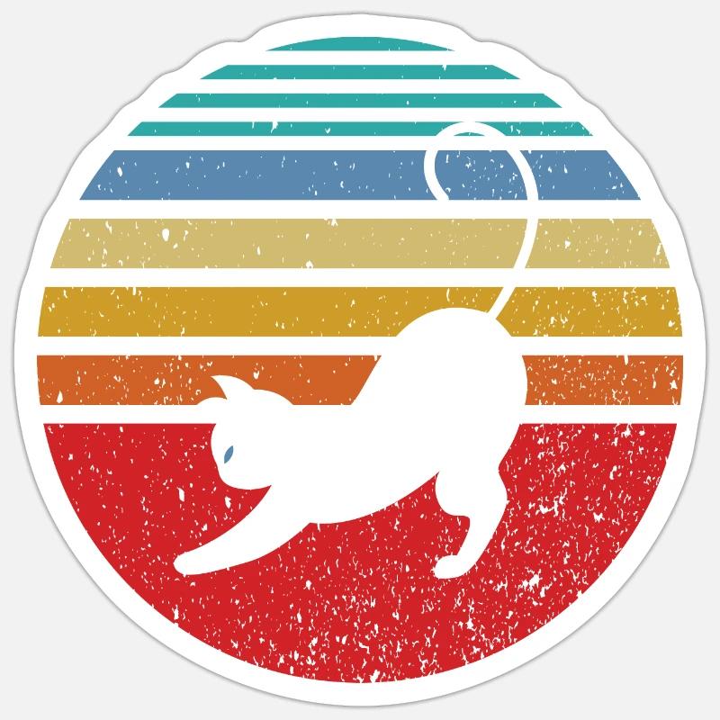Retro cat pose - Sticker size S (10 x 10 cm) - white matte