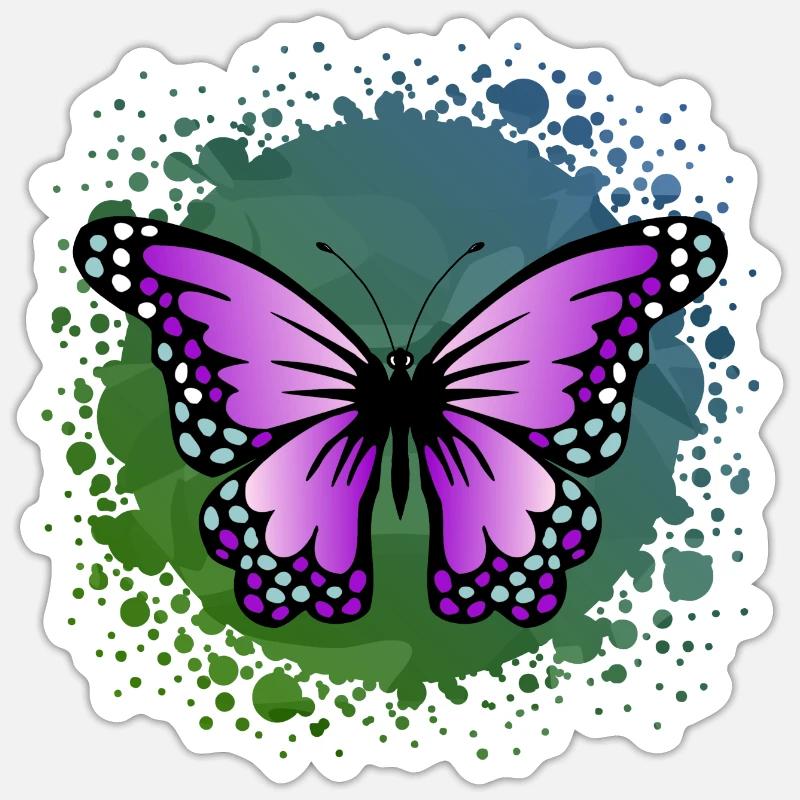 papillon - Sticker taille S (10 x 10 cm) - blanc mat