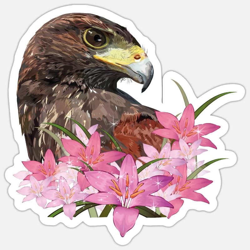 harris hawk - Sticker taille S (10 x 10 cm) - blanc mat
