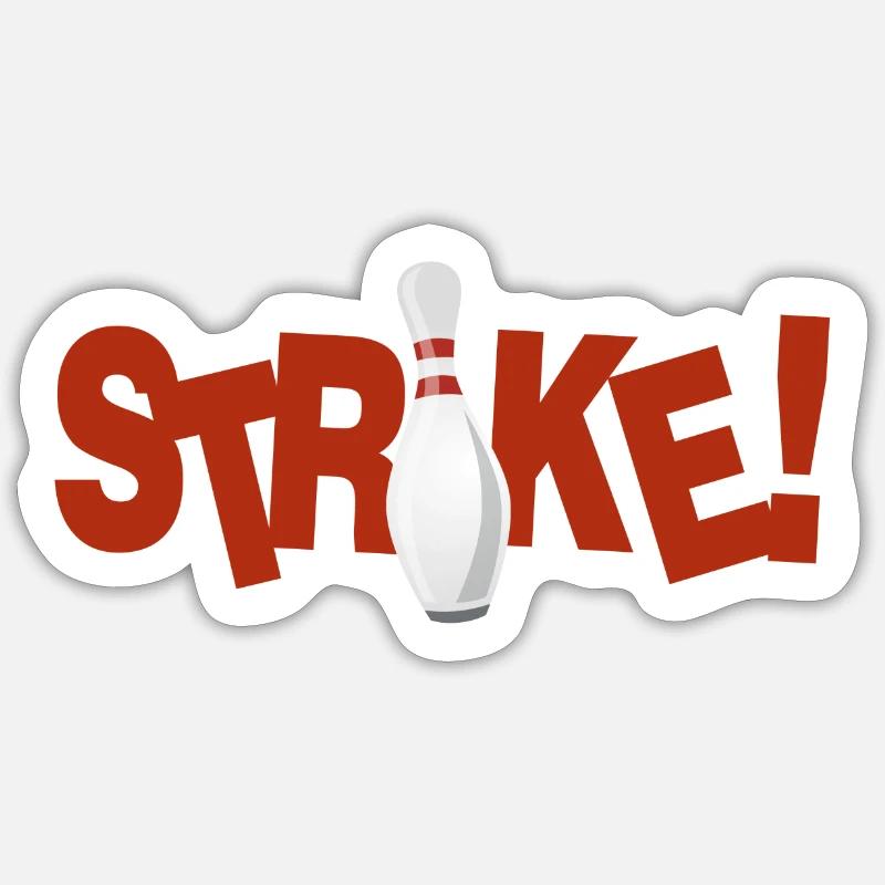 Bowling Strike - Sticker Größe S (10 x 10 cm) - Mattweiß