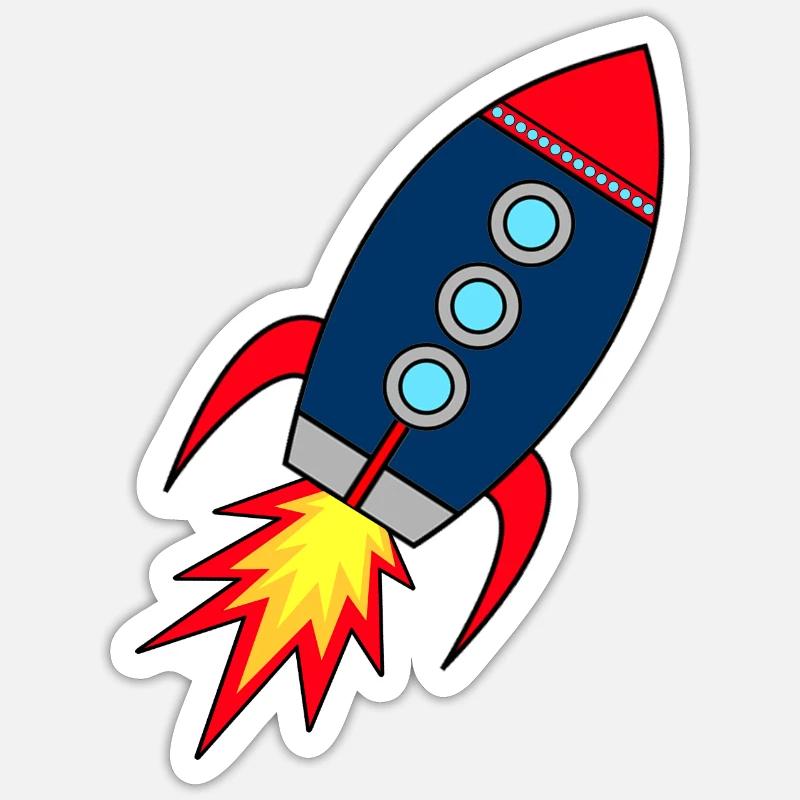 Lancement de fusée Rocket * - Sticker taille S (10 x 10 cm) - blanc mat