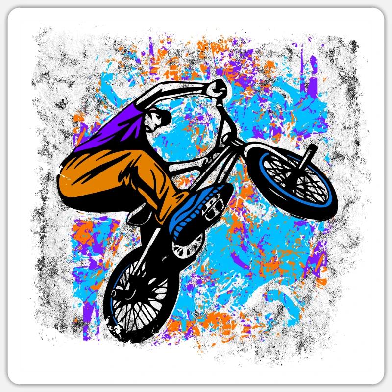 Affiche cool de BMX - Sticker taille S (10 x 10 cm) - blanc mat