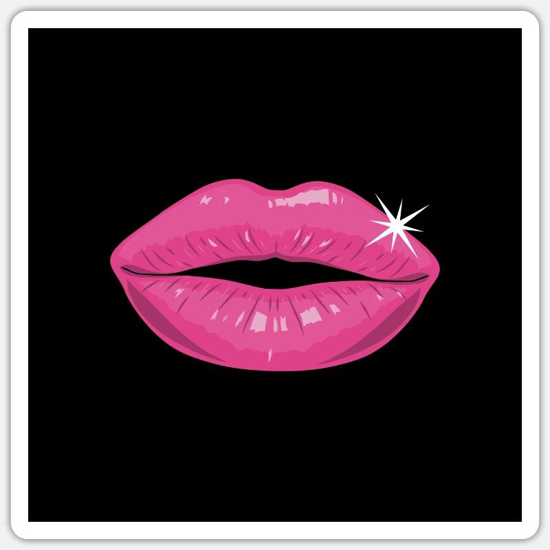 Baiser Bouche Lèvres Roses Baiser Sticker taille S (10 x 10 cm)