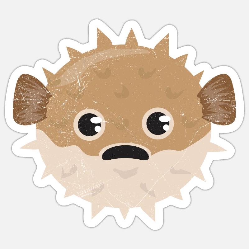 Kugelfisch Grumpy Kinder lustiges Geschenk - Sticker Größe S (10 x 10 cm) - Mattweiß