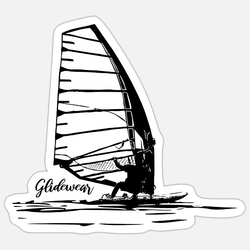 Windsurf Gliding Sketch - Sticker size S (10 x 10 cm) - white matte