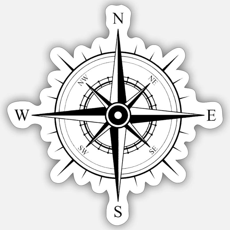 Compass - Sticker size S (10 x 10 cm) - white matte
