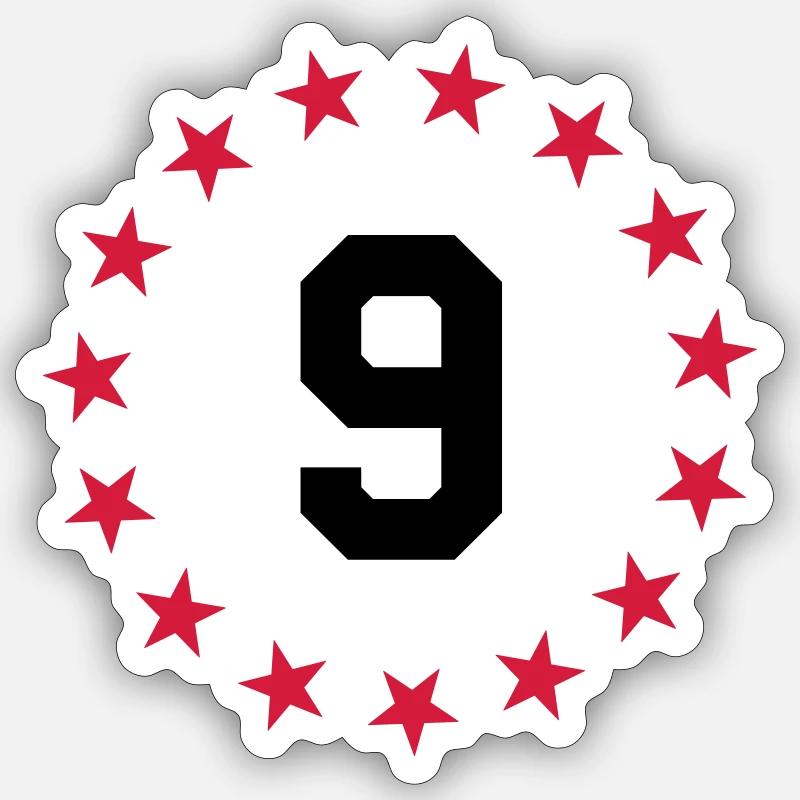 Number 9 - Sticker size S (10 x 10 cm) - white matte