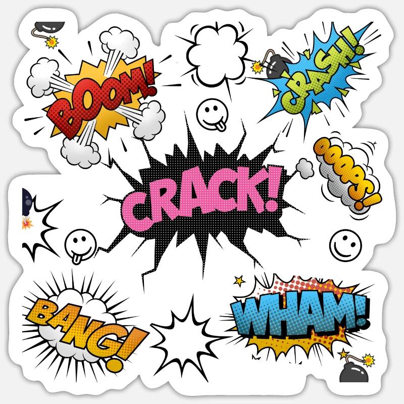 Masque style Comics - Sticker taille S (10 x 10 cm) - blanc mat
